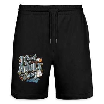 ICH KANN HEUTE NICHT ERWACHSEN WERDEN - Stanley/Stella Unisex Bio Joggingshorts Trainer  - Schwarz - Vorne - Nik (191cm) & Marisol (170cm)