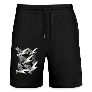 Seagulls Seagull Maritime Seabirds - Stanley/Stella Trainer Unisex Organic Jogging Shorts - black - Front - Nik (191cm) & Marisol (170cm)