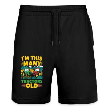 I'm so many tractors old kids 2 years old - Stanley/Stella Trainer Unisex Organic Jogging Shorts - black - Front - Nik (191cm) & Marisol (170cm)