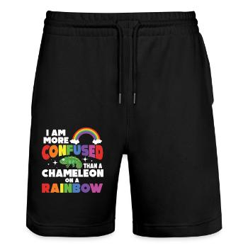 Ich Bin Verwirrter Als Ein Chamäleon - Stanley/Stella Unisex Bio Joggingshorts Trainer  - Schwarz - Vorne - Nik (191cm) & Marisol (170cm)