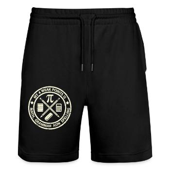 Math, Grammar Adn Spelling - Stanley/Stella Trainer Unisex Organic Jogging Shorts - black - Front - Nik (191cm) & Marisol (170cm)
