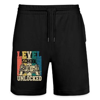 Niveau École Débloquée École Gaming Préscolaire - Short de jogging bio TRAINER Stanley/Stella unisexe - noir - Devant - Nik (191cm) & Marisol (170cm)