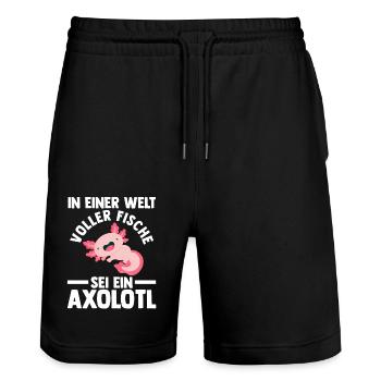 Axolotl - Short de jogging bio TRAINER Stanley/Stella unisexe - noir - Devant - Nik (191cm) & Marisol (170cm)