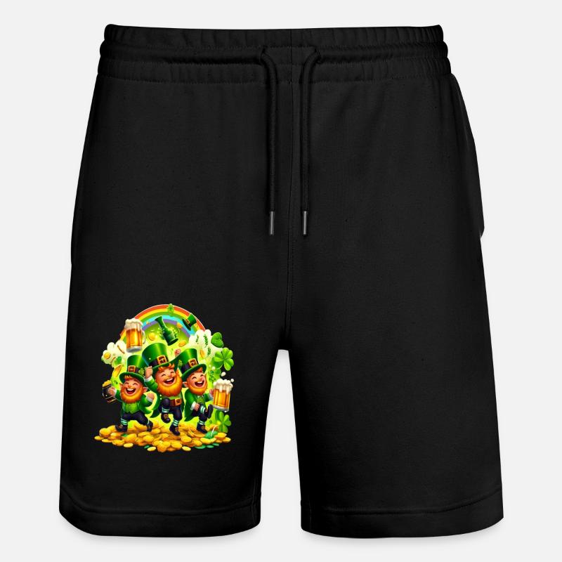Rainbow Leprechaun (Irish Leprechaun) - Stanley/Stella Trainer Unisex Organic Jogging Shorts - black