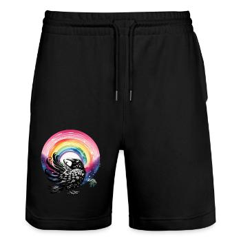 Corbeaux arc-en-ciel Corbeaux Corbeau Printemps corbeau - Short de jogging bio TRAINER Stanley/Stella unisexe - noir - Devant - Nik (191cm) & Marisol (170cm)