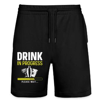 Bartender Mixologist Drink In - Stanley/Stella Unisex Bio Joggingshorts Trainer  - Schwarz - Vorne - Nik (191cm) & Marisol (170cm)