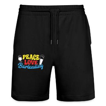 Bartender Mixologist Girl Peace - Stanley/Stella Unisex Bio Joggingshorts Trainer  - Schwarz - Vorne - Nik (191cm) & Marisol (170cm)