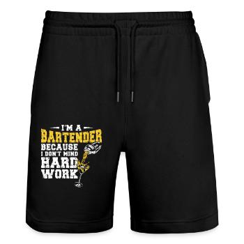 Bartender Mixologist I'm A - Stanley/Stella Unisex Bio Joggingshorts Trainer  - Schwarz - Vorne - Nik (191cm) & Marisol (170cm)