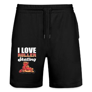 Roller Skating Roller Skates Inline Skates - Stanley/Stella Trainer Unisex Organic Jogging Shorts - black - Front - Nik (191cm) & Marisol (170cm)