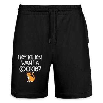Hey Kitten Want A Cookie Cute Cat Animal Lover Fun - Short de jogging bio TRAINER Stanley/Stella unisexe - noir - Devant - Nik (191cm) & Marisol (170cm)