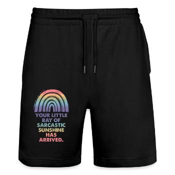 Ton petit rayon de soleil sarcastique - Short de jogging bio TRAINER Stanley/Stella unisexe - noir - Devant - Nik (191cm) & Marisol (170cm)