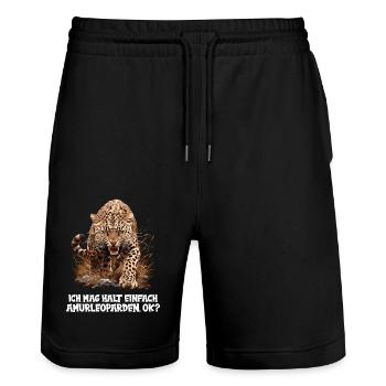 Amur Leopard Amurleoparden Amurleopard - Stanley/Stella Trainer Unisex Organic Jogging Shorts - black - Front - Nik (191cm) & Marisol (170cm)