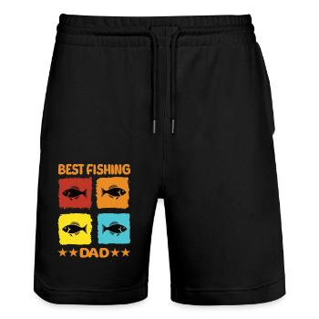 Meilleur papa pêcheur - Short de jogging bio TRAINER Stanley/Stella unisexe - noir - Devant - Nik (191cm) & Marisol (170cm)