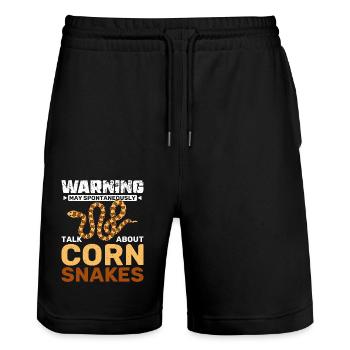 Warning may spontaneously talk about corn snakes - Stanley/Stella Trainer Unisex Organic Jogging Shorts - black - Front - Nik (191cm) & Marisol (170cm)