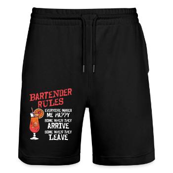 Bartender Mixologist Bartender - Stanley/Stella Trainer Unisex Organic Jogging Shorts - black - Front - Nik (191cm) & Marisol (170cm)