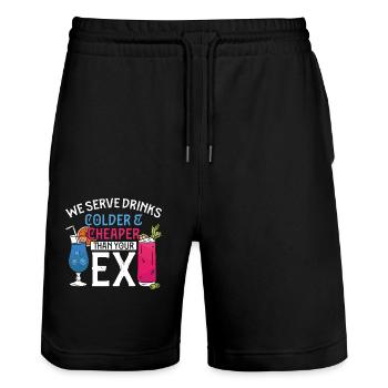Bartender Mixologist We Serve - Stanley/Stella Unisex Bio Joggingshorts Trainer  - Schwarz - Vorne - Nik (191cm) & Marisol (170cm)