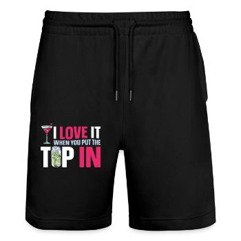 Bartender Mixologist I Love It - Stanley/Stella Trainer Unisex Organic Jogging Shorts - black - Front - Nik (191cm) & Marisol (170cm)