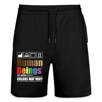 Human Beings 100% Organic Colors May Vary - Stanley/Stella Unisex Bio Joggingshorts Trainer  - Schwarz - Vorne - Nik (191cm) & Marisol (170cm)