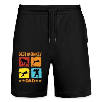Best Monkey Dad - Stanley/Stella Unisex Bio Joggingshorts Trainer  - Schwarz - Vorne - Nik (191cm) & Marisol (170cm)
