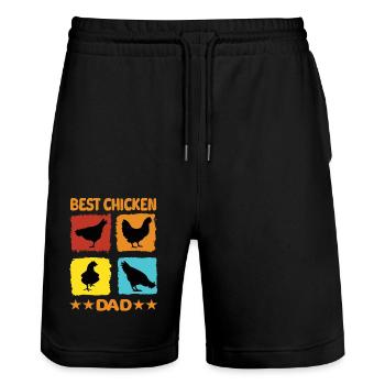 Meilleur papa poulet - Short de jogging bio TRAINER Stanley/Stella unisexe - noir - Devant - Nik (191cm) & Marisol (170cm)