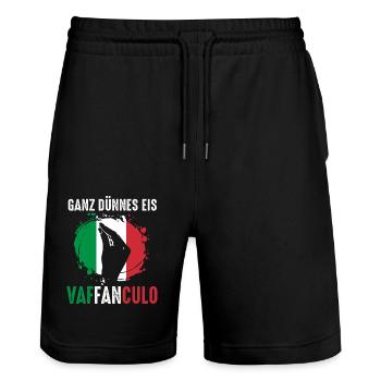 Italien Italiener Vaffanculo - Stanley/Stella Unisex Bio Joggingshorts Trainer  - Schwarz - Vorne - Nik (191cm) & Marisol (170cm)