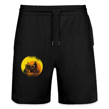 Ferme agricole agricole des années 70 Vintage - Short de jogging bio TRAINER Stanley/Stella unisexe - noir - Devant - Nik (191cm) & Marisol (170cm)