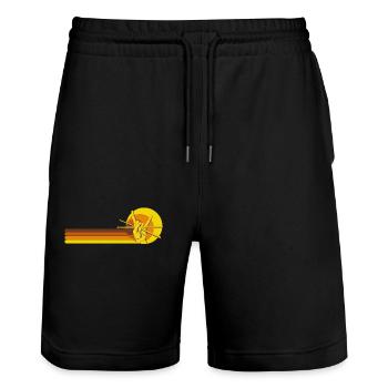 Schlagzeug Drummer Musiker Vintage 70er 80er - Stanley/Stella Unisex Bio Joggingshorts Trainer  - Schwarz - Vorne - Nik (191cm) & Marisol (170cm)