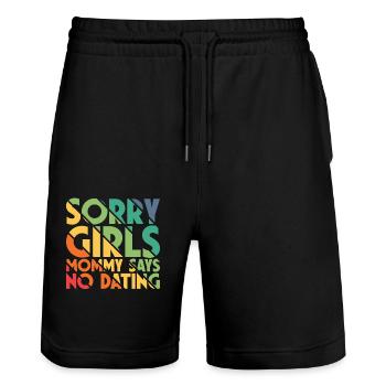 Tut Mir Leid Mädchen Mutti Sagt Kein Dating - Stanley/Stella Unisex Bio Joggingshorts Trainer  - Schwarz - Vorne - Nik (191cm) & Marisol (170cm)