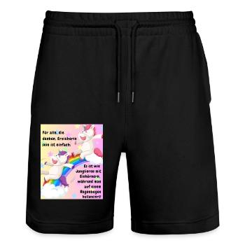 einhorn - Stanley/Stella Unisex Bio Joggingshorts Trainer  - Schwarz - Vorne - Nik (191cm) & Marisol (170cm)