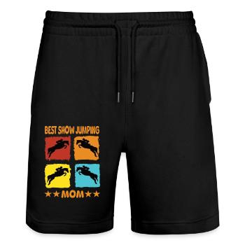 Best Show Jumping Mom - Stanley/Stella Unisex Bio Joggingshorts Trainer  - Schwarz - Vorne - Nik (191cm) & Marisol (170cm)