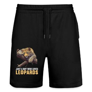 Leoparden Leopard - Stanley/Stella Unisex Bio Joggingshorts Trainer  - Schwarz - Vorne - Nik (191cm) & Marisol (170cm)