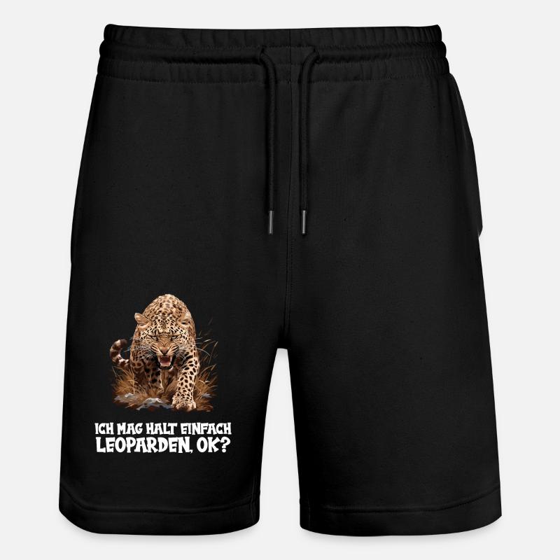 Leoparden Leopard - Stanley/Stella Unisex Bio Joggingshorts Trainer  - Schwarz