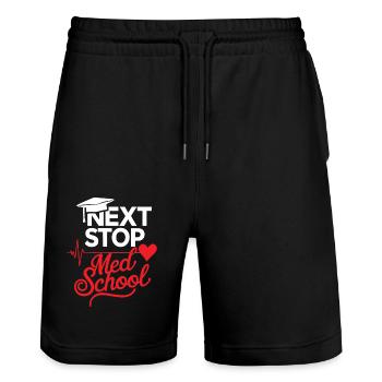 Nächster Halt Med School Medical School Student Doctor - Stanley/Stella Unisex Bio Joggingshorts Trainer  - Schwarz - Vorne - Nik (191cm) & Marisol (170cm)