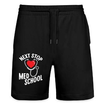 Nächster Halt Med School Medical School Student Doctor - Stanley/Stella Unisex Bio Joggingshorts Trainer  - Schwarz - Vorne - Nik (191cm) & Marisol (170cm)
