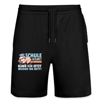 School Graduate Realschule Hauptschule School - Stanley/Stella Trainer Unisex Organic Jogging Shorts - black - Front - Nik (191cm) & Marisol (170cm)