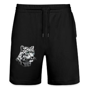 Snow Leopard Schneeleoparden Schneeleopard - Stanley/Stella Trainer Unisex Organic Jogging Shorts - black - Front - Nik (191cm) & Marisol (170cm)