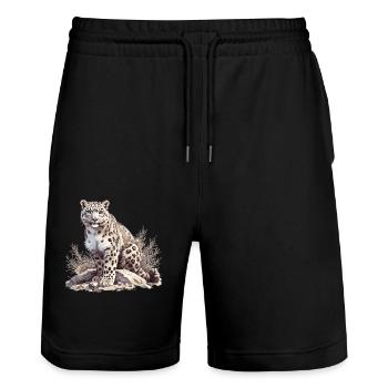 Snow Leopard Schneeleoparden Schneeleopard - Stanley/Stella Trainer Unisex Organic Jogging Shorts - black - Front - Nik (191cm) & Marisol (170cm)