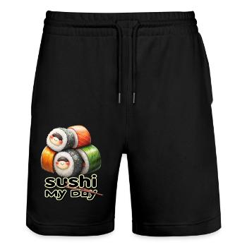 Sushi Mein Tag - Stanley/Stella Unisex Bio Joggingshorts Trainer  - Schwarz - Vorne - Nik (191cm) & Marisol (170cm)