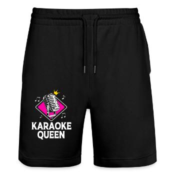 Reine du karaoké - Short de jogging bio TRAINER Stanley/Stella unisexe - noir - Devant - Nik (191cm) & Marisol (170cm)