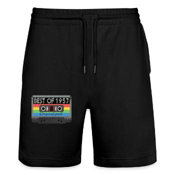 Le meilleur de 1957 Vintage Cassette Retro Anniversaire - Short de jogging bio TRAINER Stanley/Stella unisexe - noir - Devant - Nik (191cm) & Marisol (170cm)