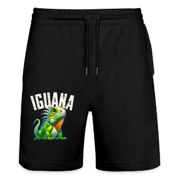 Iguane - Short de jogging bio TRAINER Stanley/Stella unisexe - noir - Devant - Nik (191cm) & Marisol (170cm)