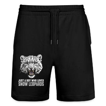 Snow Leopard Schneeleoparden Schneeleopard - Stanley/Stella Trainer Unisex Organic Jogging Shorts - black - Front - Nik (191cm) & Marisol (170cm)