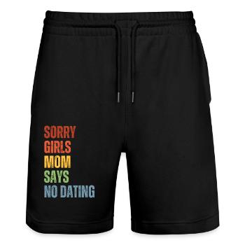 Sorry Girls Mom Sagt KeinDate Babyparty - Stanley/Stella Unisex Bio Joggingshorts Trainer  - Schwarz - Vorne - Nik (191cm) & Marisol (170cm)