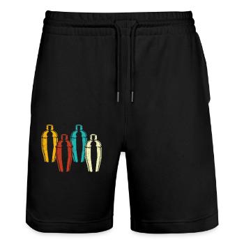 Barman Mixologue Rétro - Short de jogging bio TRAINER Stanley/Stella unisexe - noir - Devant - Nik (191cm) & Marisol (170cm)
