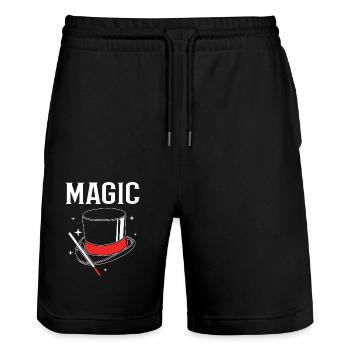 Sorcier - Short de jogging bio TRAINER Stanley/Stella unisexe - noir - Devant - Nik (191cm) & Marisol (170cm)