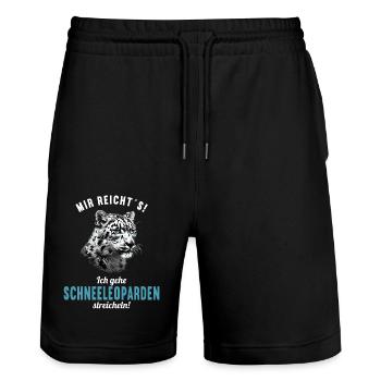 Snow Leopard Schneeleoparden Schneeleopard - Stanley/Stella Trainer Unisex Organic Jogging Shorts - black - Front - Nik (191cm) & Marisol (170cm)