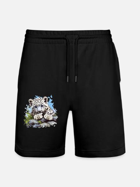 Snow Leopard Schneeleoparden Schneeleopard - Stanley/Stella Trainer Unisex Organic Jogging Shorts - black