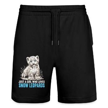 Snow Leopard Schneeleoparden Schneeleopard - Stanley/Stella Trainer Unisex Organic Jogging Shorts - black - Front - Nik (191cm) & Marisol (170cm)