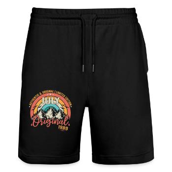 July 1989 July Anniversary 1989 July - Stanley/Stella Trainer Unisex Organic Jogging Shorts - black - Front - Nik (191cm) & Marisol (170cm)