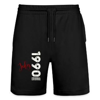 34th Birthday Original July 1990 Vintage 1990 - Stanley/Stella Trainer Unisex Organic Jogging Shorts - black - Front - Nik (191cm) & Marisol (170cm)